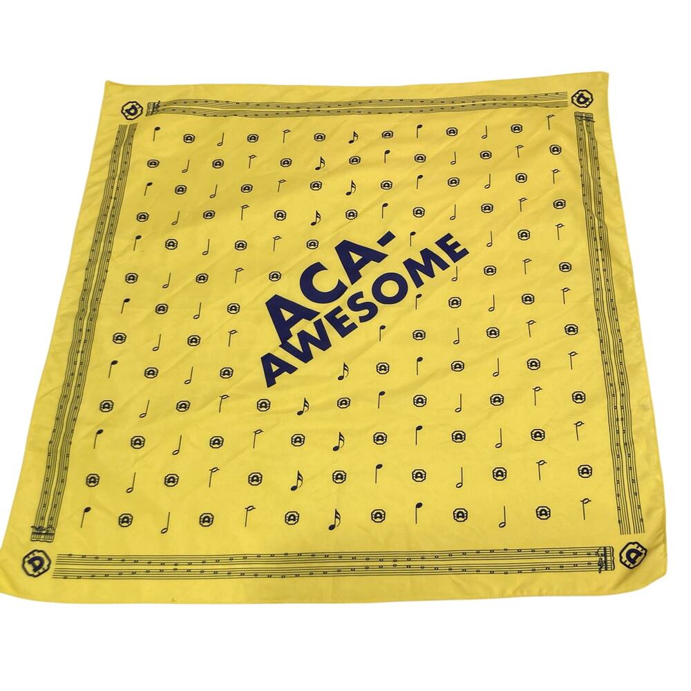 Pitch Perfect Yellow Aca-Awesome Bandana Music Notes Acapella Choir Teacher Gift